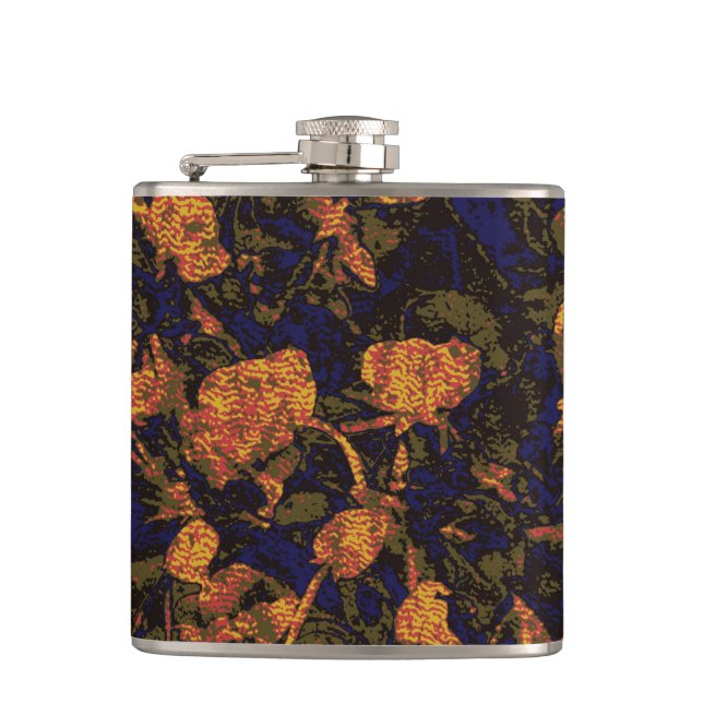 Flasques Fleur orange contre le motif de camouflage de (Devant)