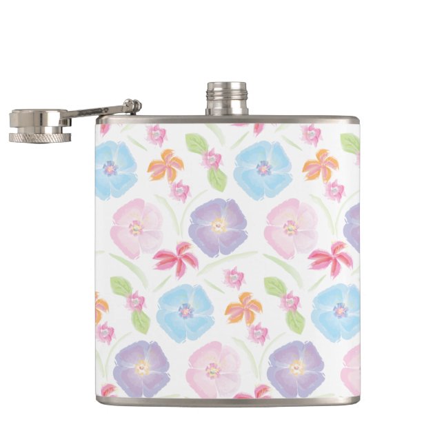 Flasques Fleurs Aquarelle Rose doux, Bleu, Romantique (Ouvert)
