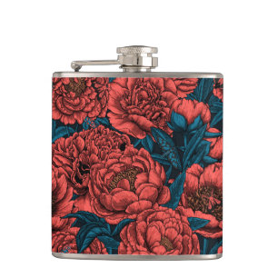 Flasques Fleurs et moisissures de pivoines rouges