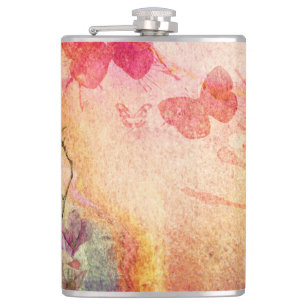 Flasques Fleurs Et Papillons Aquarelle, Bouche