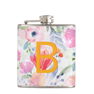 Flasques Fleurs monogramme rose violet blush