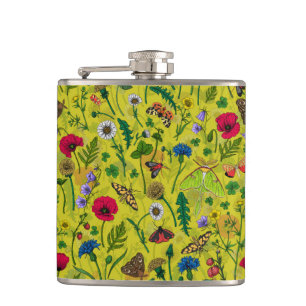 Flasques Fleurs sauvages et papillons de nuit en vert