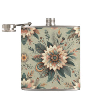 Flasques Fleurs sur un fond sauge