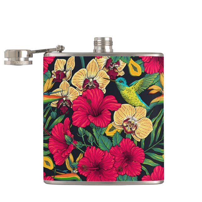 Flasques Fleurs tropicales et colibri - Botanica d'été (Ouvert)
