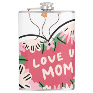 Flasques floral Heart "Love U. Mom" flask