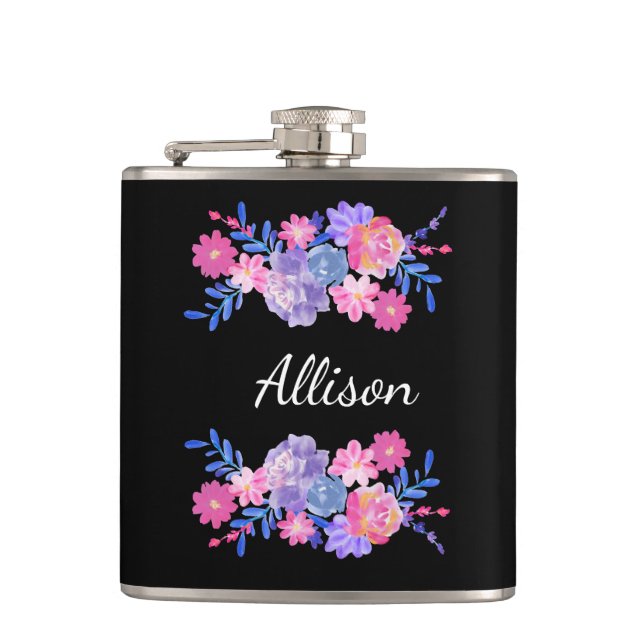 Flasques Floral mignonne Fille Élégante Fleurs Monogrammes (Devant)
