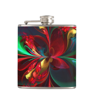 Flasques Floral moderne Art Abstrait Rouge Vert Motif #11