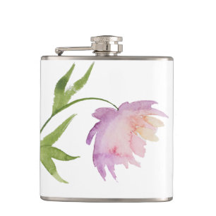 Flasques *~* Floral Peony Aquarelle Lavande rose Populaire