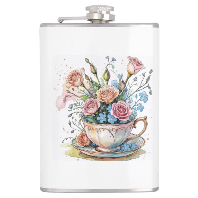 Flasques  Floral Vine Pattern – Soft Watercolor Boho art (Devant)