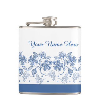 Flasques Flore Blanche, bleu Indigo personnalisé Floride