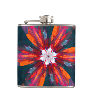 Flasques Flore Mandala Flowers Orange Red Blue Abstract