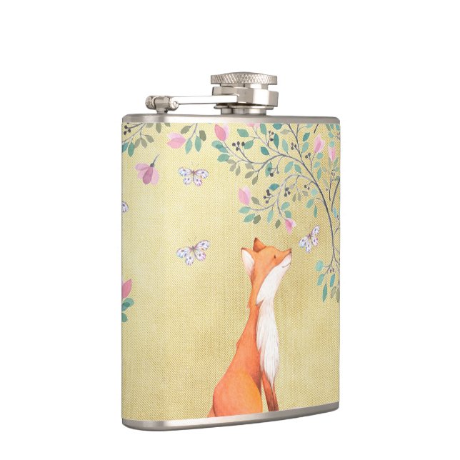 Flasques Fox avec des papillons et des fleurs roses (Droite)