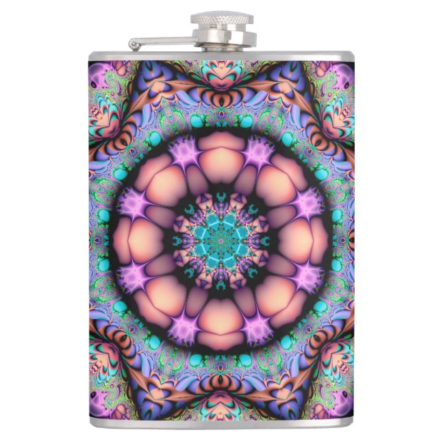 Flasques Fractal Mandala Floral Psychedelic (Devant)