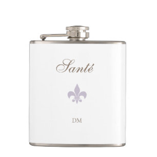 Flasques Français Violet Fleur de Lis Santé Monogram Mariag