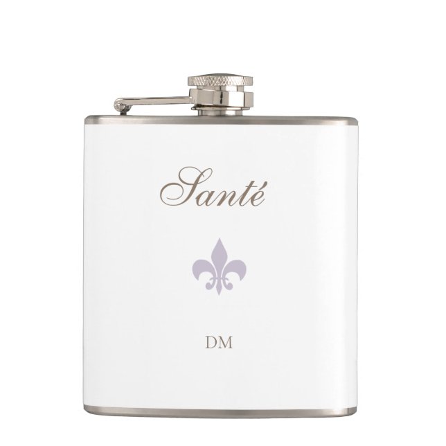 Flasques Français Violet Fleur de Lis Santé Monogram Mariag (Devant)