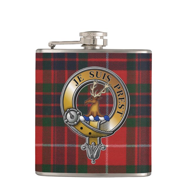 Flasques Fraser Lovat Tartan & Badge (Devant)