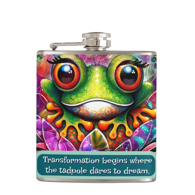 Flasques Frog Whimsical Abstract Art Floral Personalized (Devant)