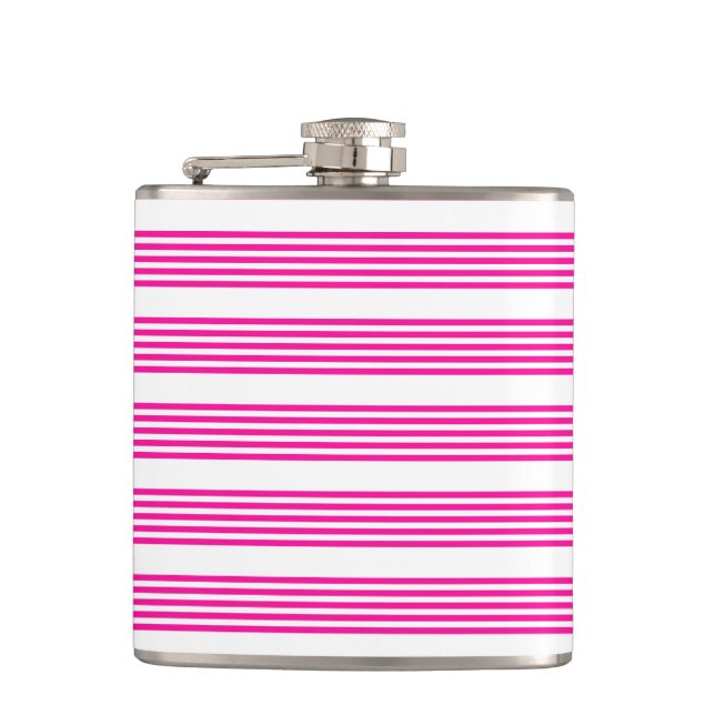 Flasques Fuchsia et blanc cinq bandes motif (Devant)