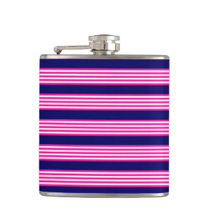 Flasques Fuchsia et blanc cinq bandes motif avec bleu