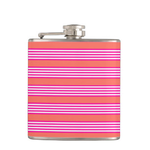 Flasques Fuchsia et corail vivant cinq bandes motif