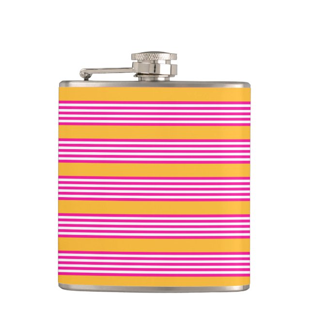 Flasques Fuchsia et jaune cinq bandes motif (Devant)