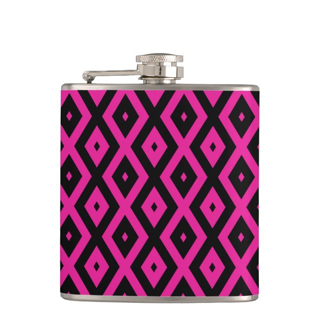 Flasques Fuchsia et motif de diamants noirs (Devant)