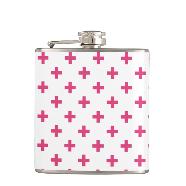 Flasques Fuchsia polka croise sur blanc (Devant)