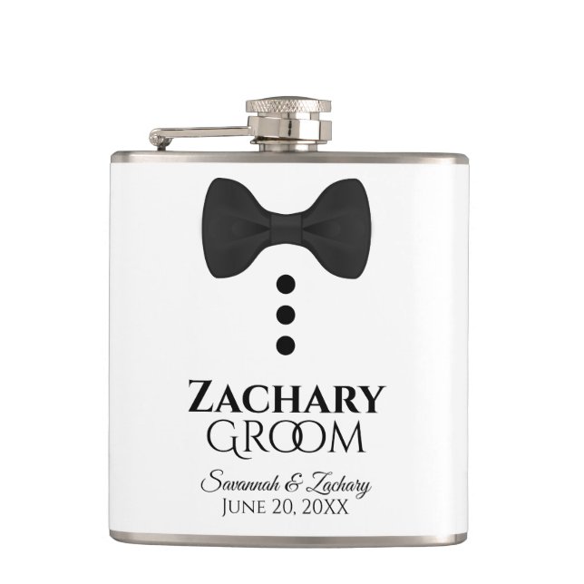 Flasques Fun Black Cravate Tuxedo Groom Mariage Flask (Devant)