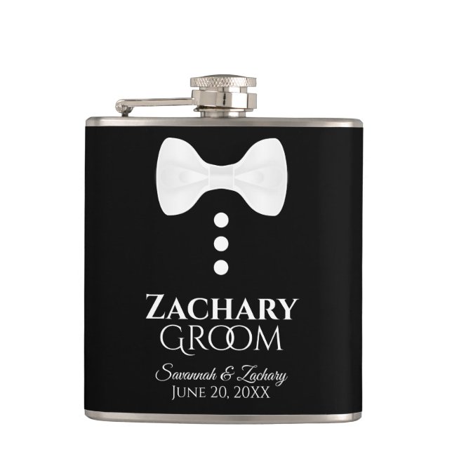 Flasques Fun White Cravate Tuxedo Groom Mariage Flask (Devant)