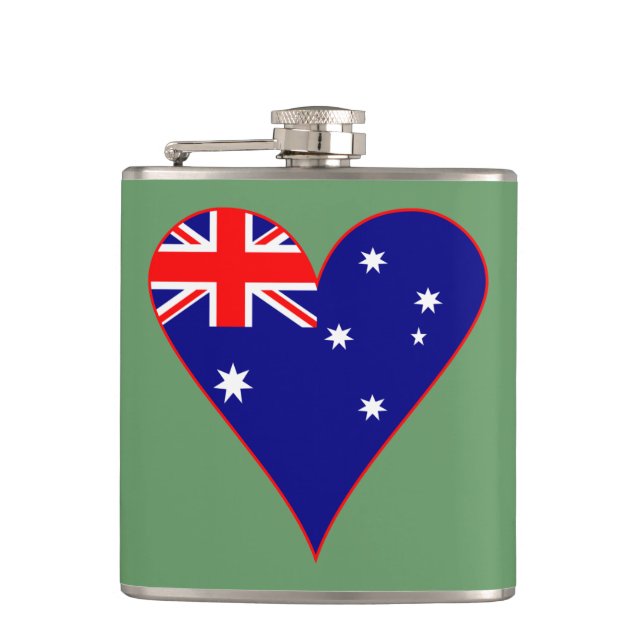 Flasques Funky Australia Heart Flag Arrière - plan vert (Devant)