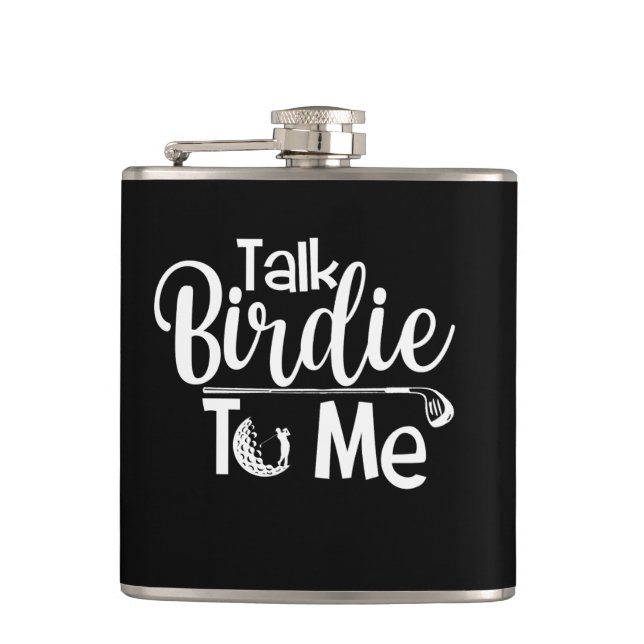 Flasques Funny Golf Flask - 'Talk Birdie to Me' Cadeau pers (Devant)