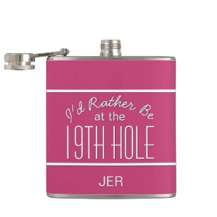 Flasques Funny Golfer 19th Trou Monogrammed Rose Girly