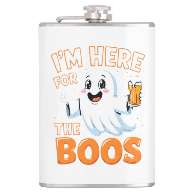 Flasques Funny Halloween Ghost Design – "I’m Here for the B (Devant)