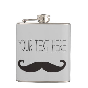 Flasques Funny Mustache / Schnurrbart + votre texte