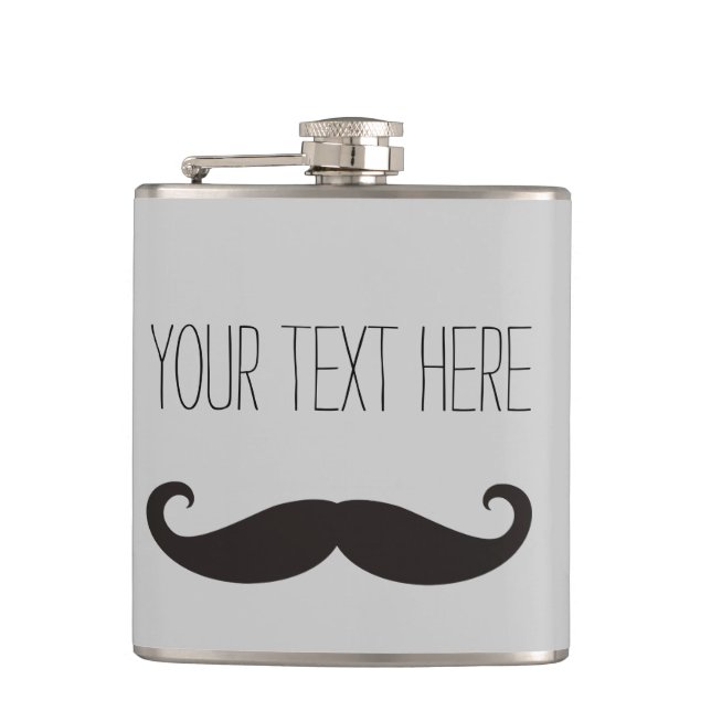 Flasques Funny Mustache / Schnurrbart + votre texte (Devant)
