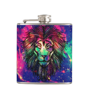 Flasques Galaxie Hipster Lion arc-en-ciel