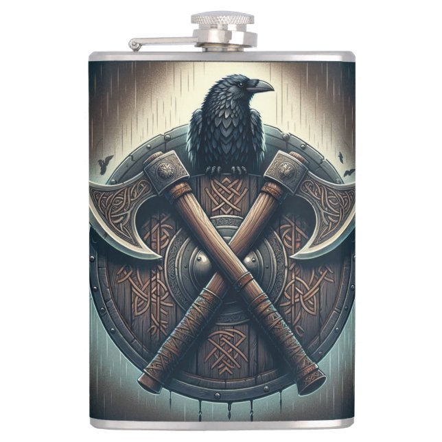 Flasques Gardiens du Nord : Axes, Bouclier et Corbeau (Devant)