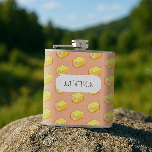 Flasques Gâteau de Battenberg avec votre propre texte Motif (Créateur téléchargé)