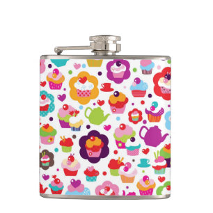 Flasques Gâteau de tasse et pot mignons de thé