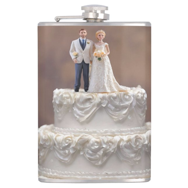 Flasques Gâteau Mariage Blanc De Cinq Niveaux Avec Couple D (Devant)