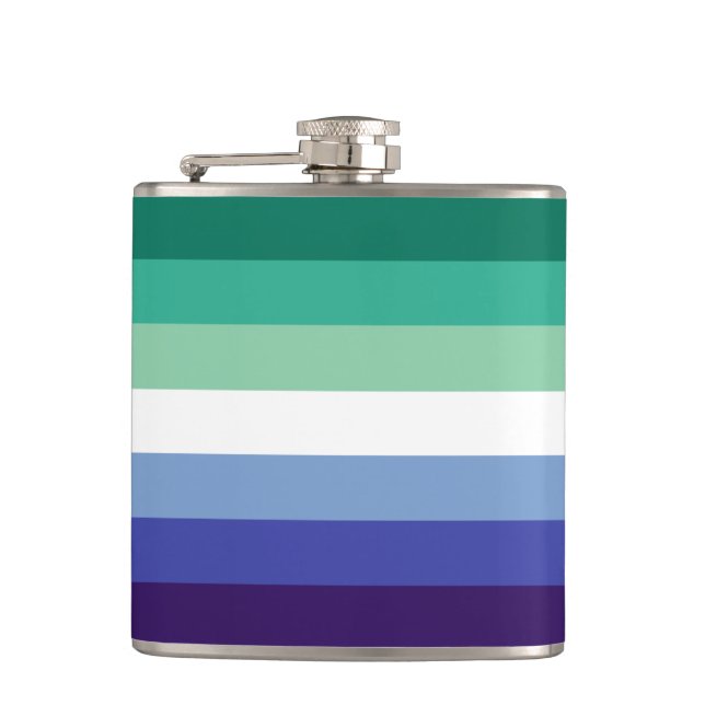 Flasques Gay Men's Pride, Striped Print, LGBTQ FIDE (Devant)