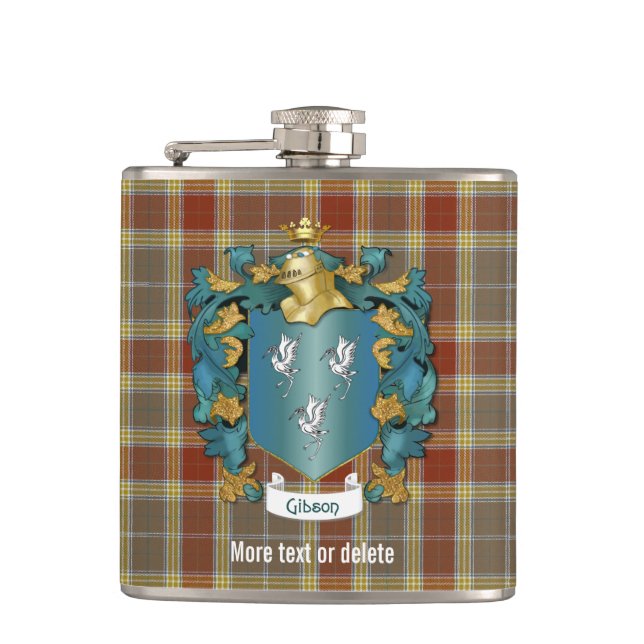 Flasques Gibson Family Crest et Tartan Plaid (Devant)