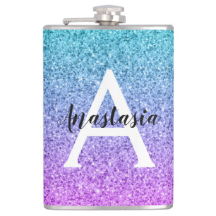 Flasques Glamour Violet Aqua Paillettes Brillant Dégradé Mo