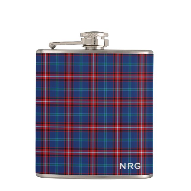 Flasques Glenn Tartan Monogram Bright Blue and Red Plaid (Devant)