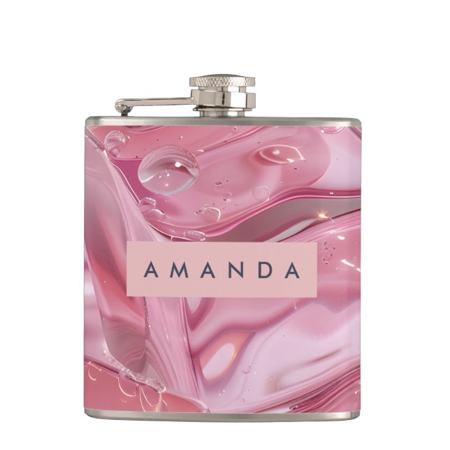 Flasques Glossy Rose Pailleté Personnalisé (Devant)