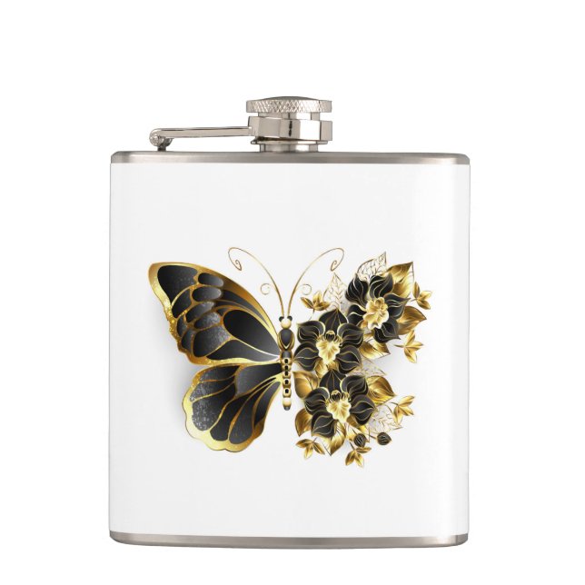 Flasques Gold flower Butterfly with Black Orchid (Devant)