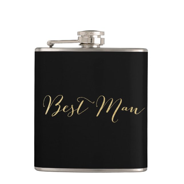 Flasques Gold Parties scintillant Best Man Flask (Devant)