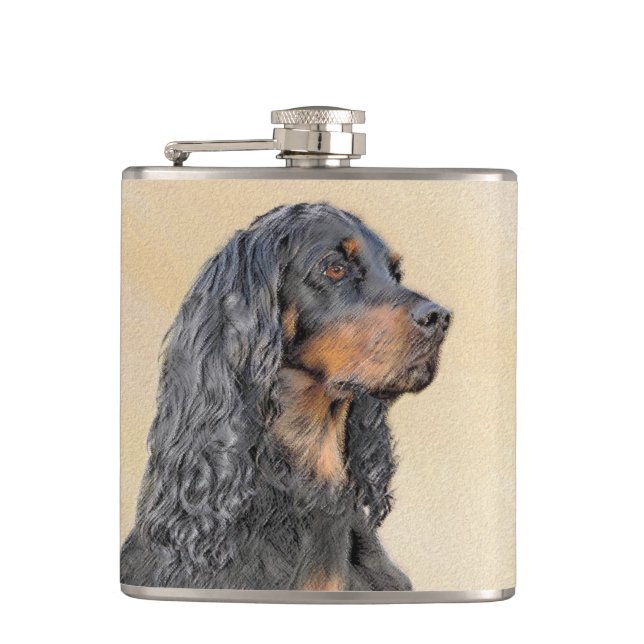 Flasques Gordon Setter Peinture - Joli art original chien (Devant)