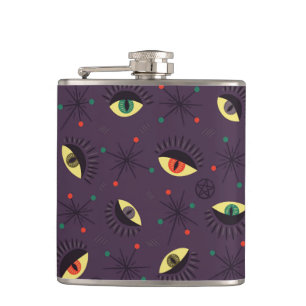 Flasques Goth Eyes Witchy Purple Motif occult