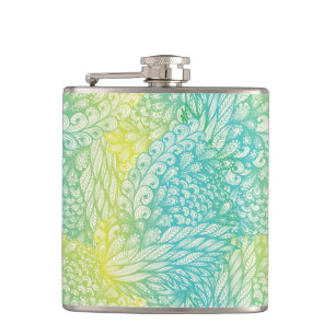 Flasques Gradient jaune et bleu vintage floral